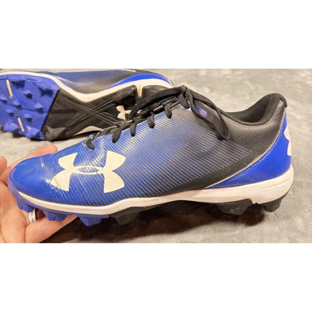 Under‎ Armour Molded Cleats Shoes Mens Size 9 Blue Black Baseball 1297317-001
